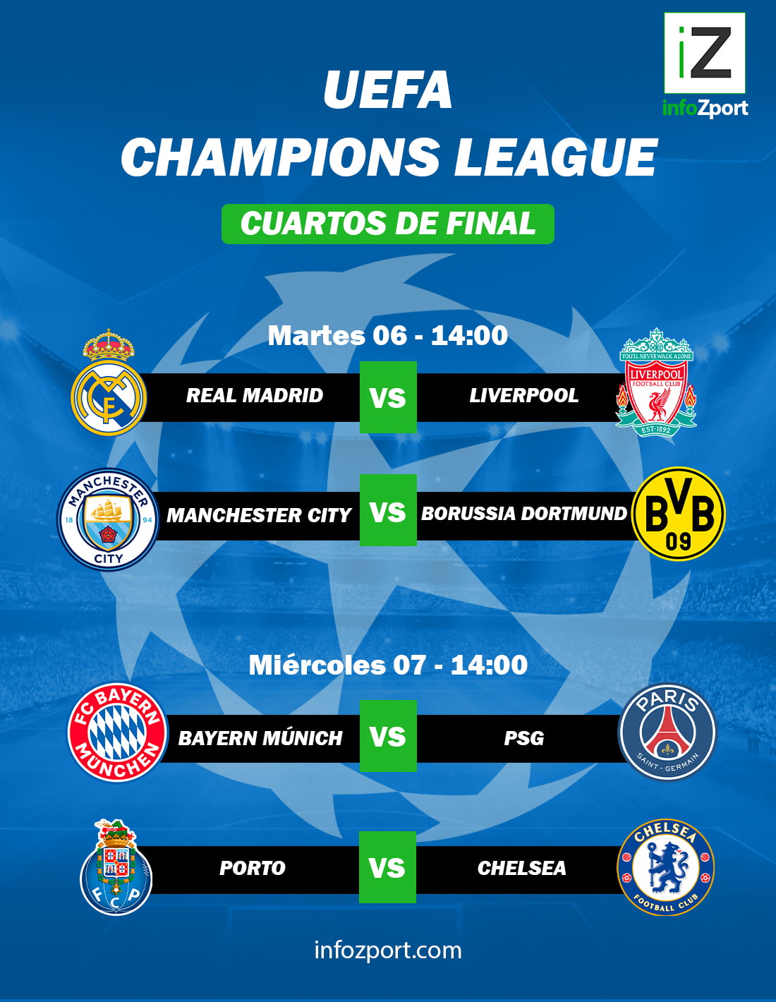 Champions League Día Y Hora De Los Partidos De Cuartos De Final 581