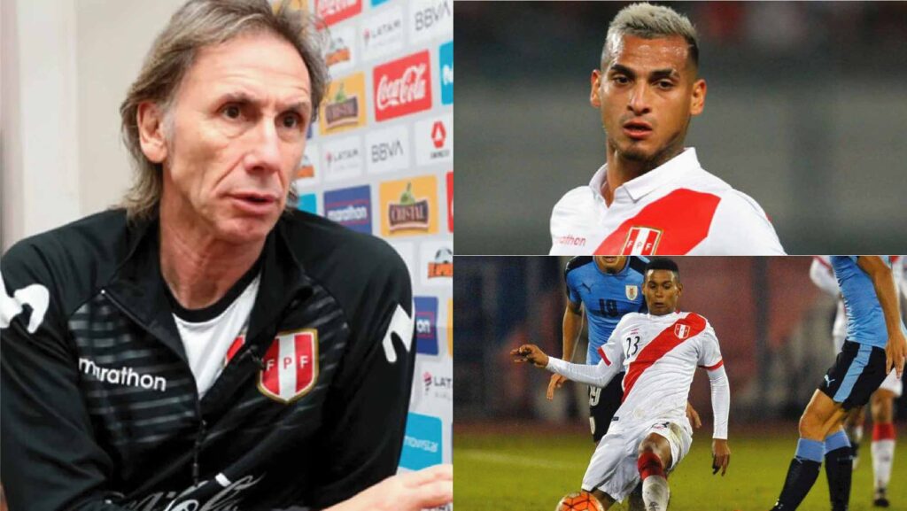 Ricardo Gareca, Miguel Trauco y Marcos Lópes en la Bicolor.